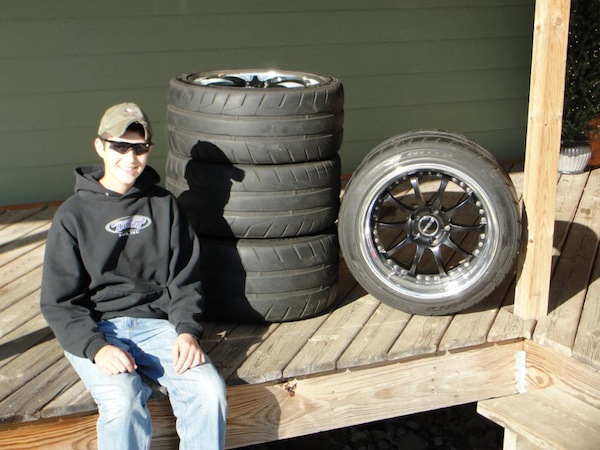 Sam Farrington Forgeline Wheels Sam and a set of HUGE 18" Forgeline wheels, courtesy a "deal he couldn't refuse" from Randy Johnson at D&Z Customs.