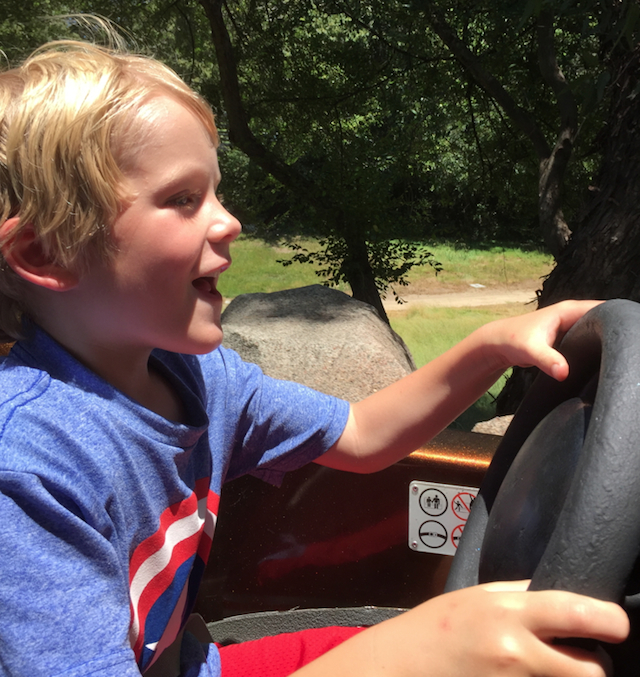Dallas loved the go-cars at Disneyland. I never heard him stop laughing! Laura and the girls were right behind us.