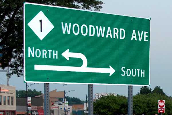 Street sign Woodward Ave
